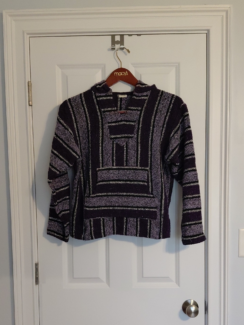 Purple Striped Baja Hoodie, Size S